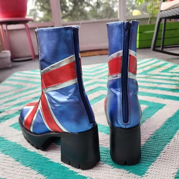 Jeffrey Campbell Union Jack Platform Boots. Wmns 10 - Picture 4 of 5